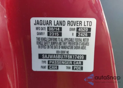 2015 Jaguar F-Type S from USA, damaged, VIN SAJWA6BU7F8K17499